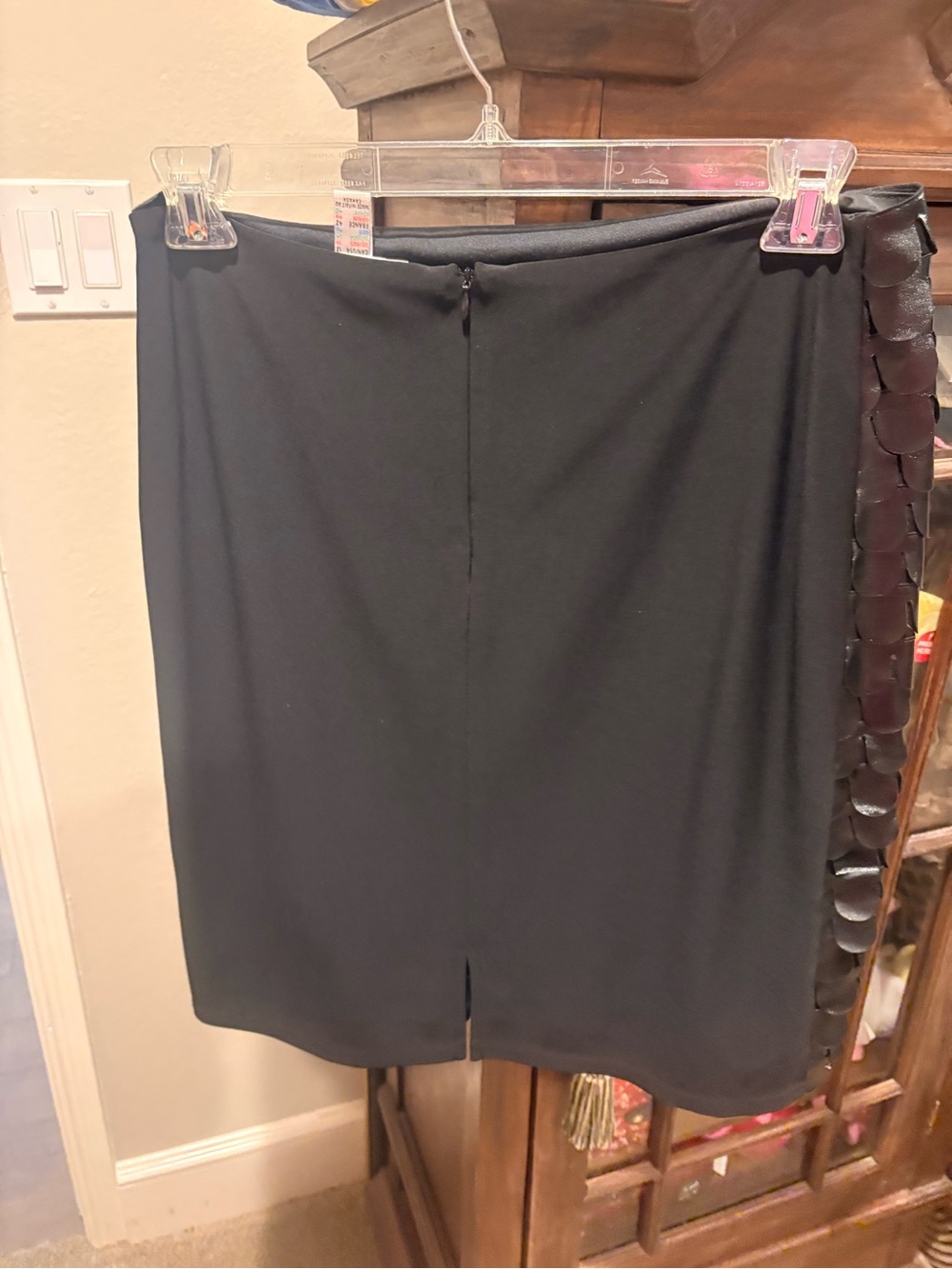 Joseph Ribkoff Black Pencil Skirt with Side Scallop Detail
